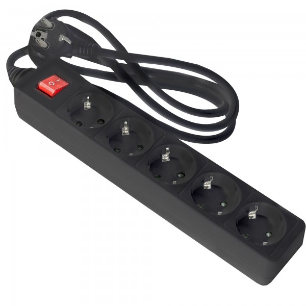 Base onlex negra 5tomas cable/int.1,5mt