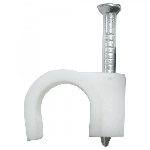 Grapa  cable manguera blanca  7mm.(100u)