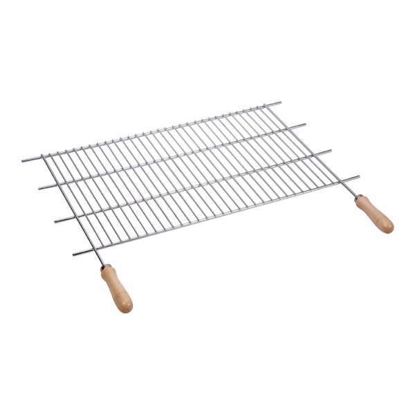 Parrilla de acero zincado con mangos de madera para barbacoa 100 x 40 cm