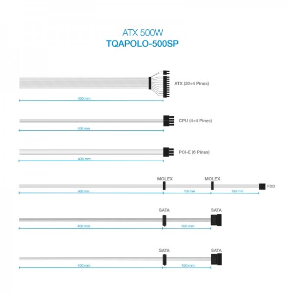 Tooq fuente alimentación tqapolo-500sp 500w pfc