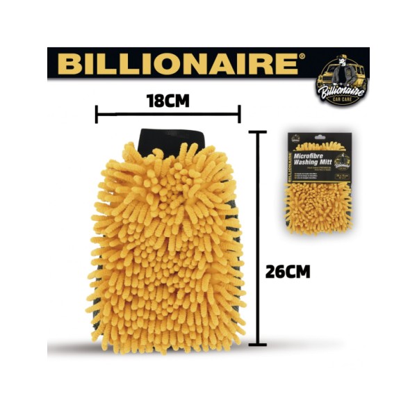 Guante de Lavado Premium de Microfibra Billionaire Cuida la Carrocería Sin Arañazos Manopla de Secado y Lavado 26x18 cm