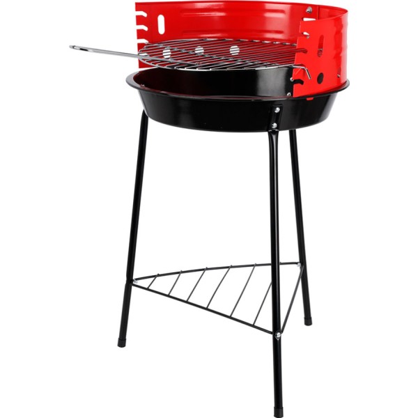 Barbacoa de pie negra/roja, 33 x 32 x 55 cm