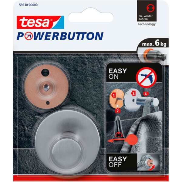 Colgador powerbutton classic round, acero inoxidable